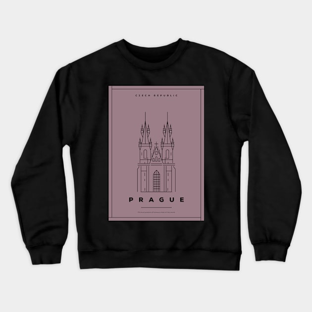 Prague Minimal Poster Crewneck Sweatshirt by kursatunsal